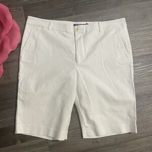 LAUREN RALPH LAUREN Bermuda Shorts Women 14 White Cotton Timeless Classic Preppy